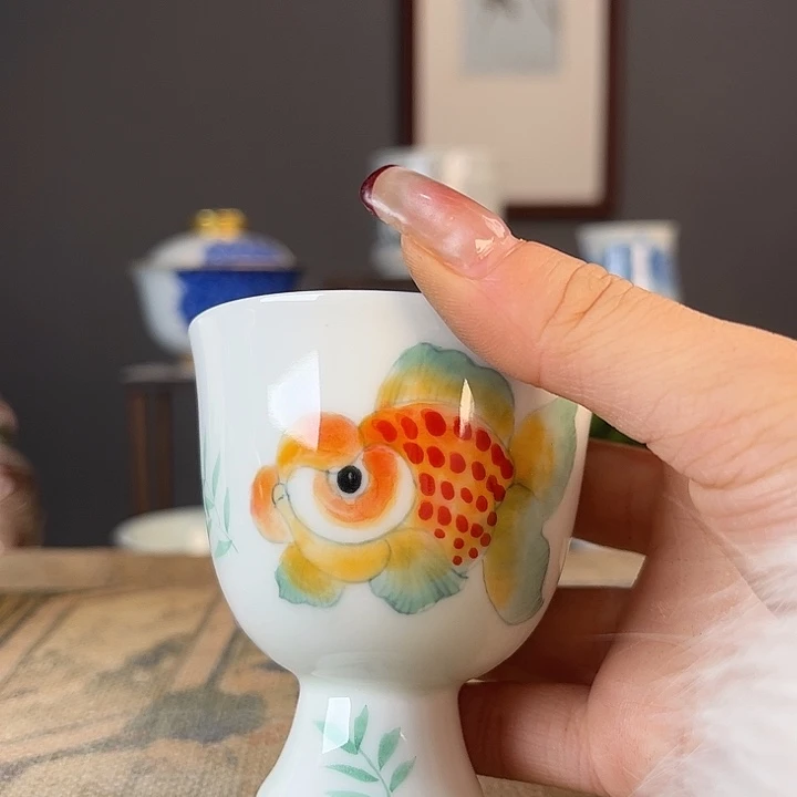 摆件景德柴烧茶杯多人