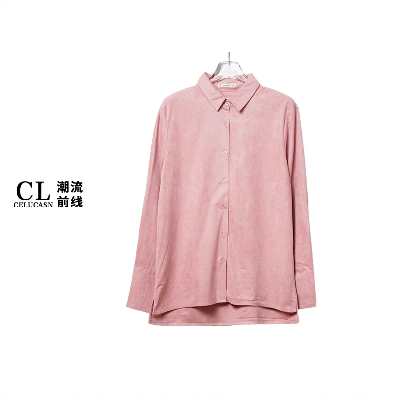 A7RI3M54#秋季秋季女长袖休闲翻领衬衫纯色