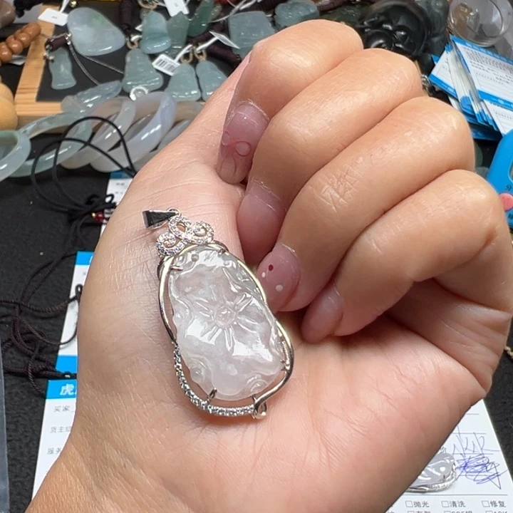 翡翠银S925镶嵌颈饰天然A货缅甸翡翠