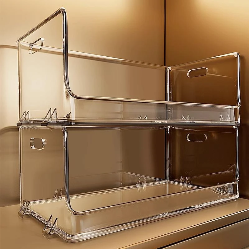 收纳盒斜口亚克力透明长方形桌面杂物零食冰柜化妆品香水筐否其他