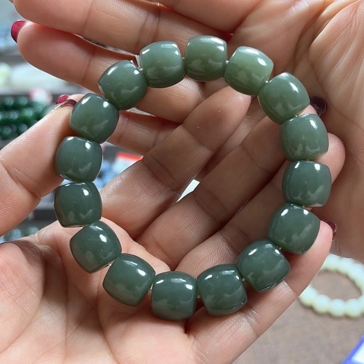 和田玉手链未镶嵌新疆且末蓝直切卡14