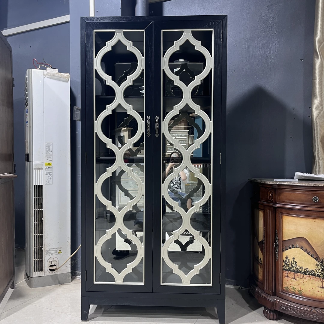 客厅简约餐边柜时尚欧式雕花双门