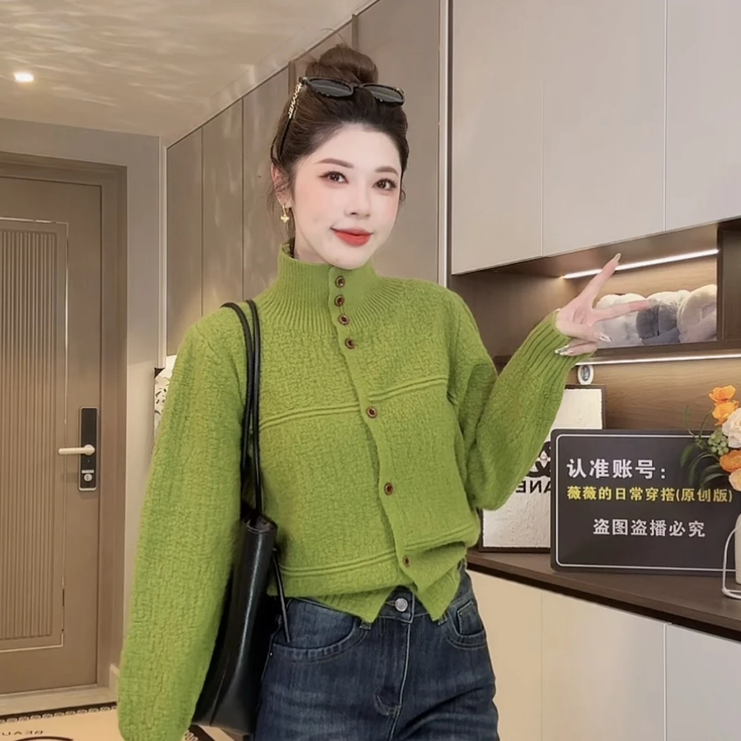 A601高领针织纯色翻领秋冬立领毛针织衫针织衫1114卡A601