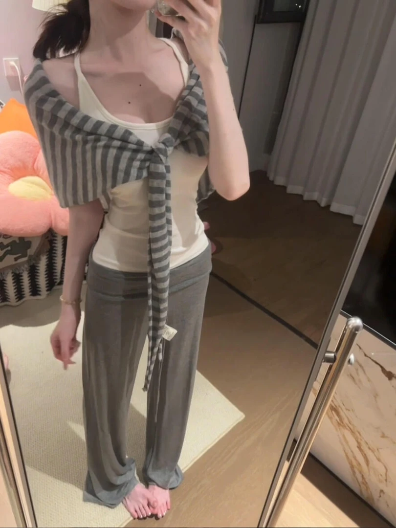 【DMXJ大梦想家】韩版纯欲慵懒减龄睡衣女夏秋季爆款修身显白居家服