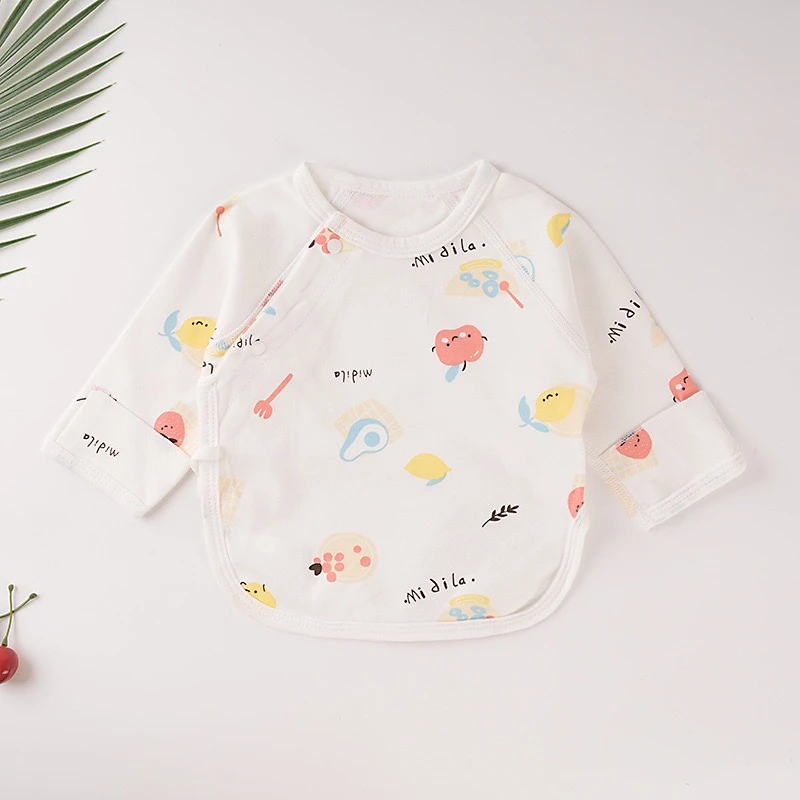 新生儿四季纯棉衣服无骨半背衣宝宝新生儿满月打底薄款送小肚兜