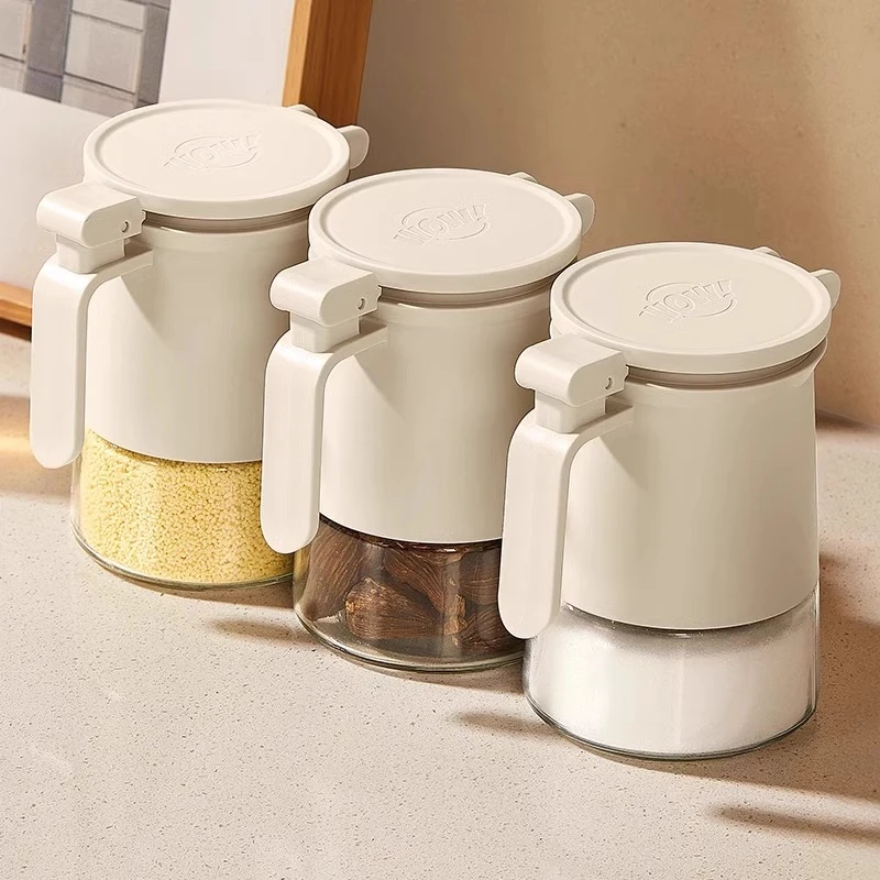 密封硅胶玻璃罐防漏大容量新款厨房调味罐盐罐鸡精白糖味精收纳瓶