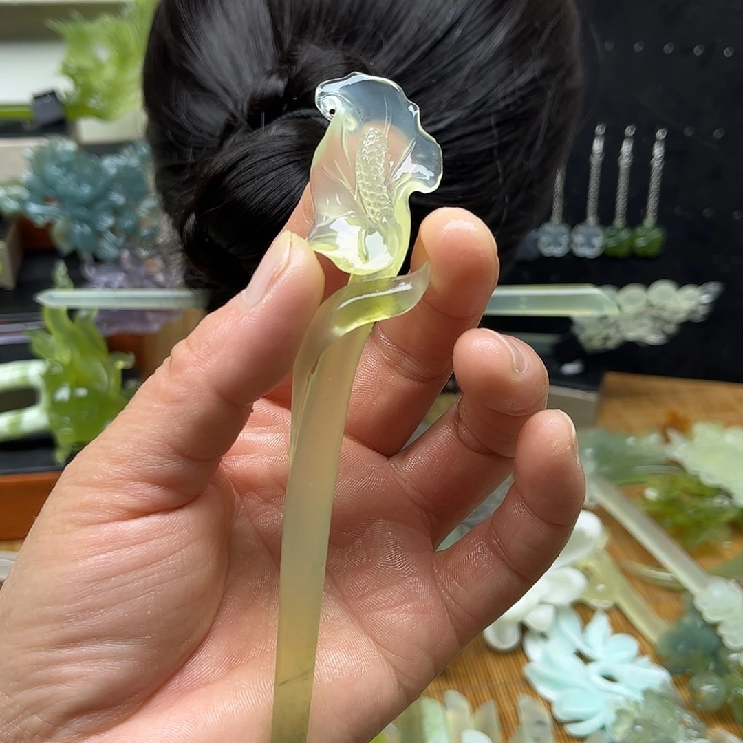 非金属天然岫玉发簪