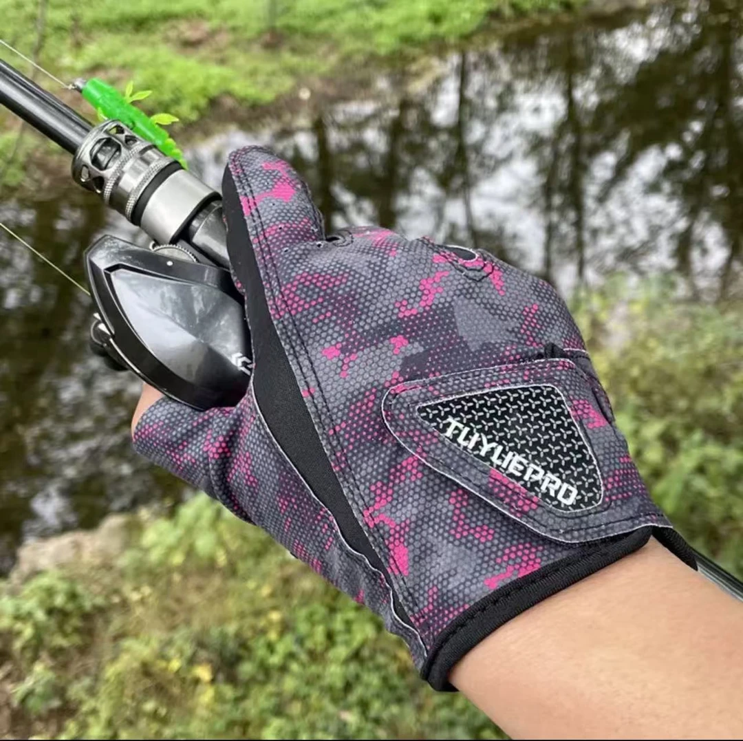 透气防滑钓鱼手套露三指设计户外路亚防晒耐磨垂钓装备大牌同款