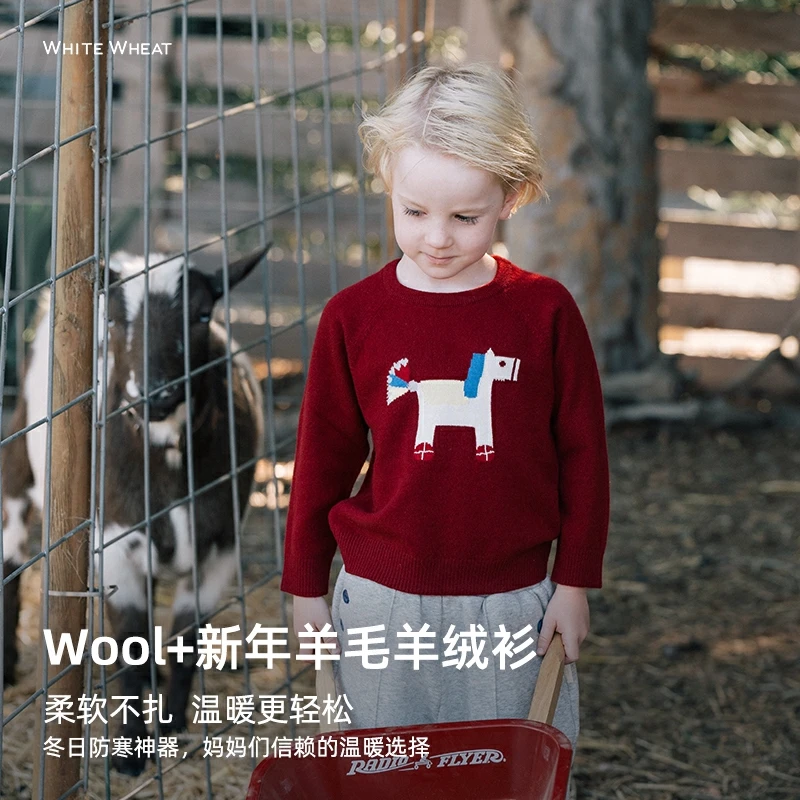 whitewheat儿童2025冬季毛衣针织衫WWBDM016