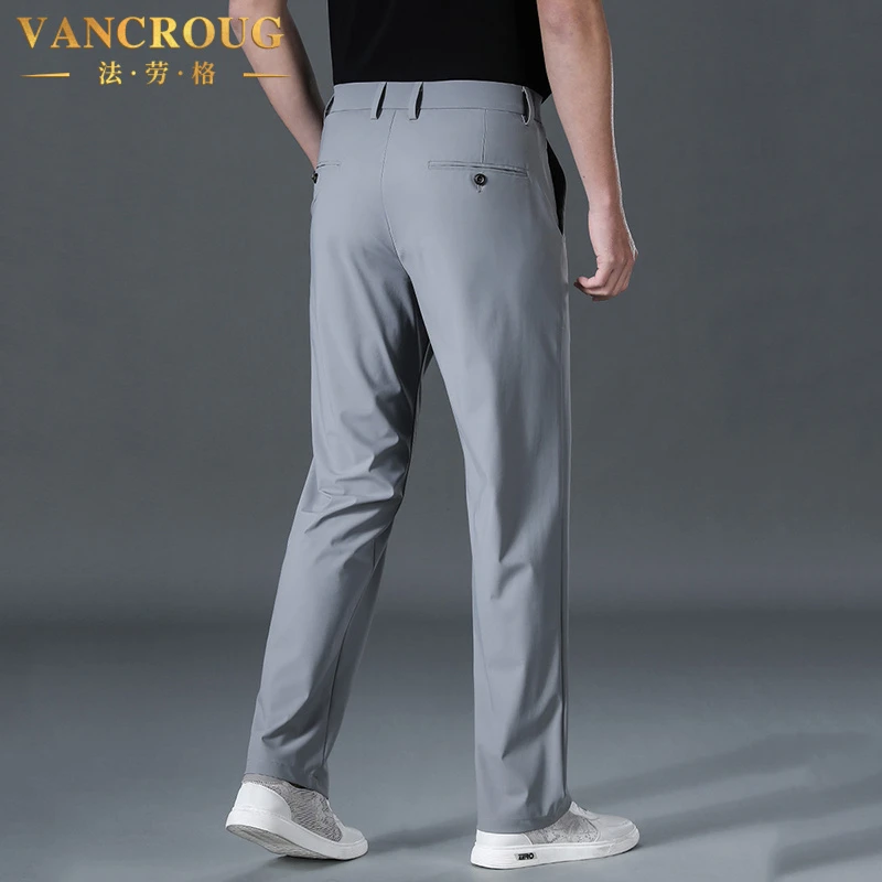 VANCROUG/法劳格休闲裤男士夏季精品弹力免烫薄款直筒商务长裤子