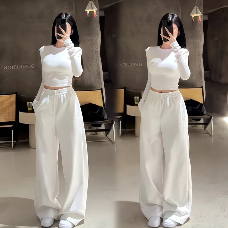 韩版运动套装女2025年春秋新款洋气长袖t恤阔腿裤休闲时尚两件套