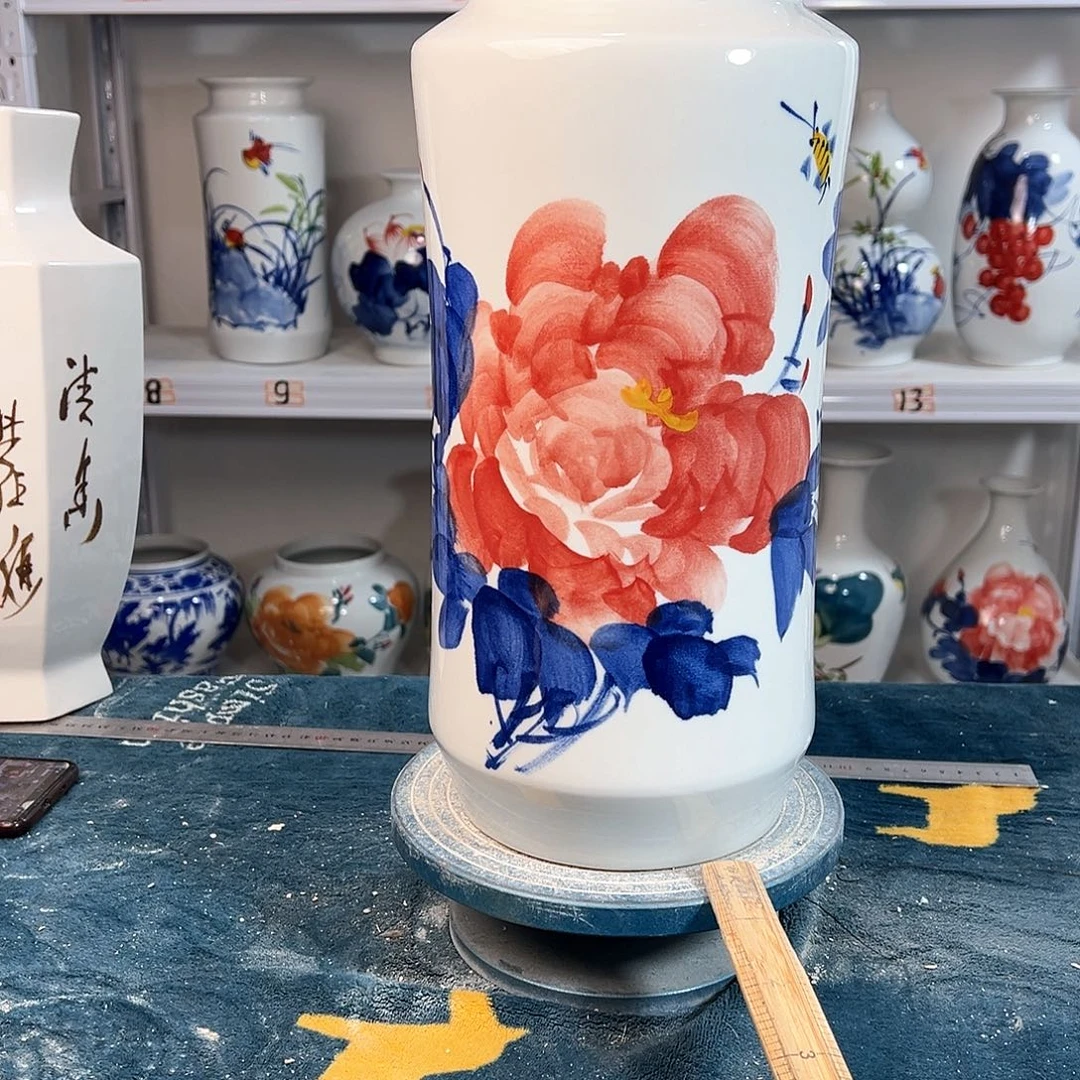 摆件景德镇陶瓷书红牡