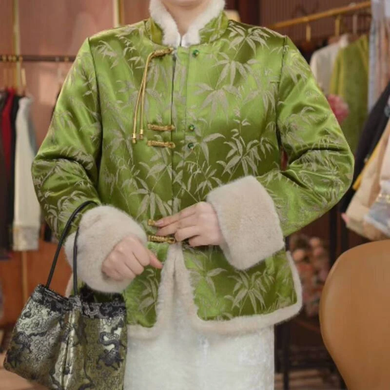 璇子《 竹报平安-棉服》新中式提花休闲百搭高定加厚外套2024D886
