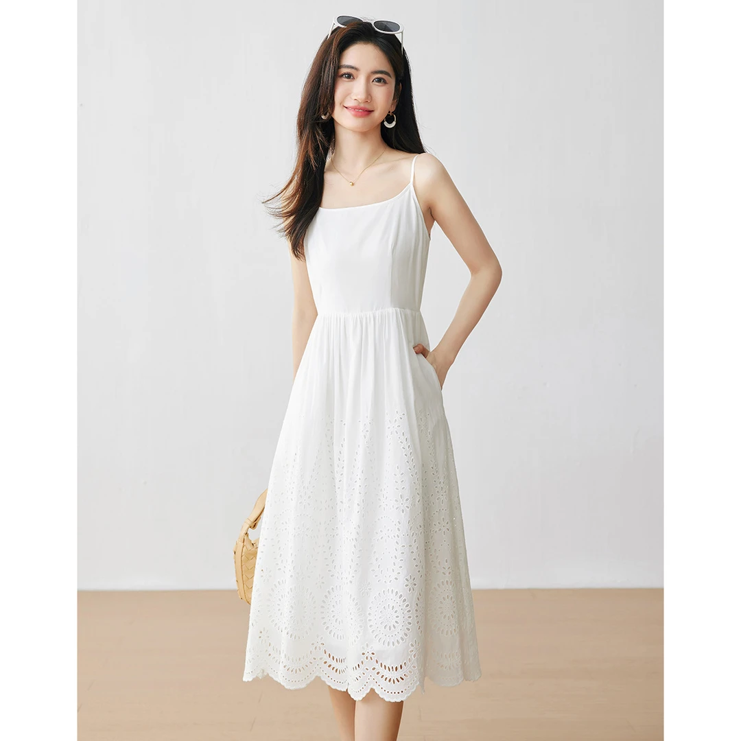 【林一专属】朗文斯汀吊带气质镂空连衣裙DTYL4203C03091B