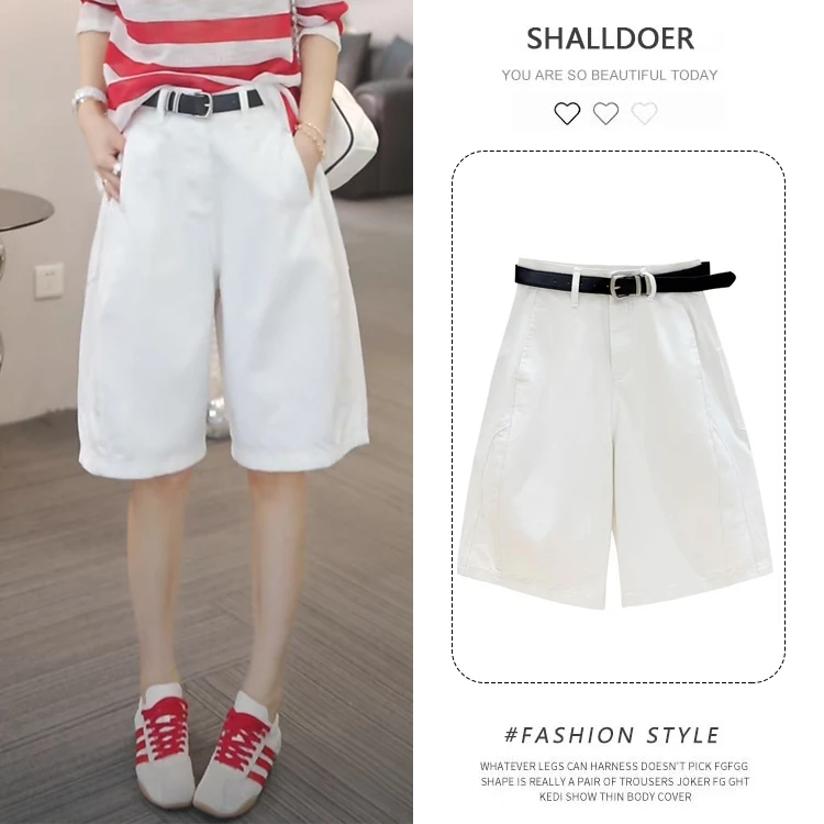 【送腰带】2025夏季高腰直筒中裤女款巨显瘦花苞裤五分裤宽松阔腿裤