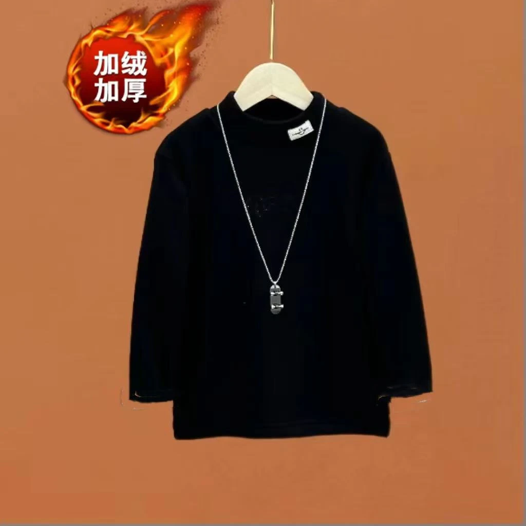 男童秋冬德绒打底衫内搭保暖小男孩儿童中大小童上衣新款半高领帅