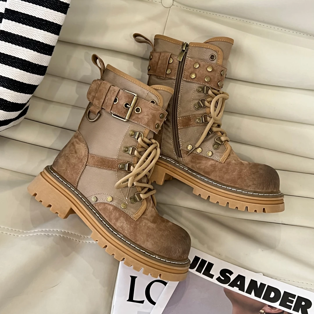 小小蔓【落日飞靴】夏季新款百搭马丁靴女厚底潮走秀英伦风：XDXM280