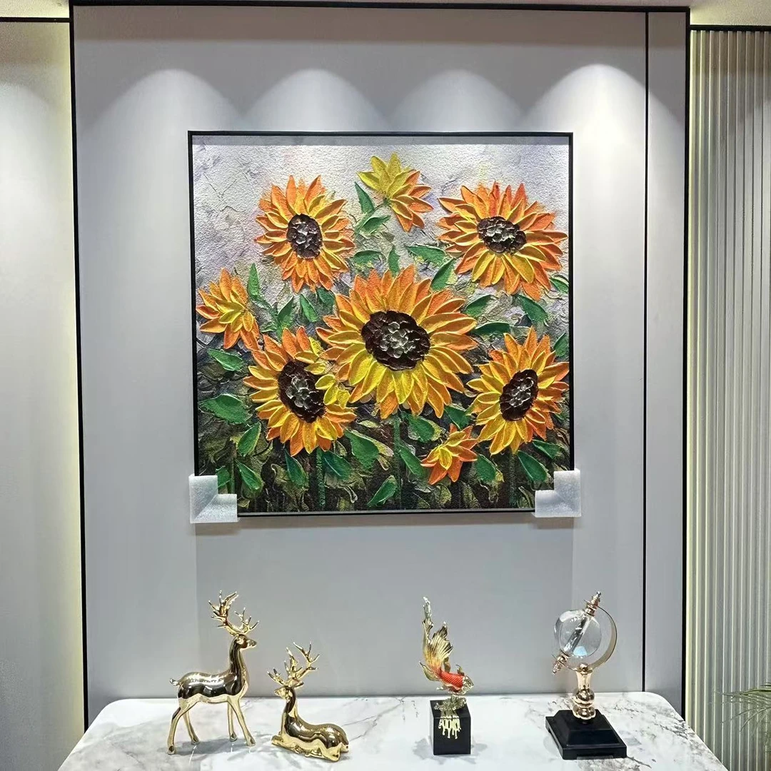向日葵|手工油画装饰画简约轻奢餐厅床头玄关SY-24089 80*80