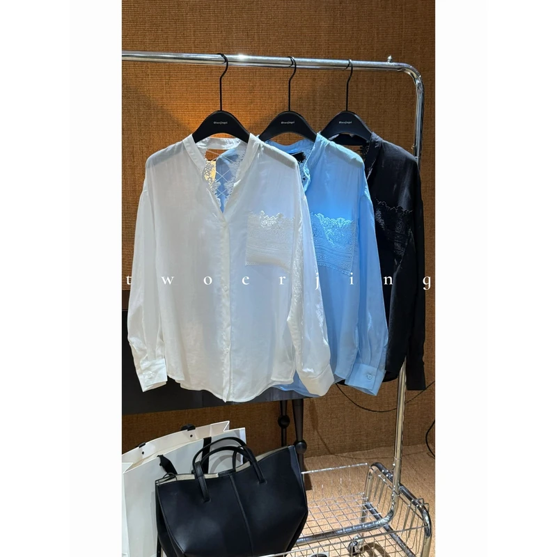 二静子极简约静奢（清枫）温柔风松弛随意上身既冰凉绣花衬衫CX2033