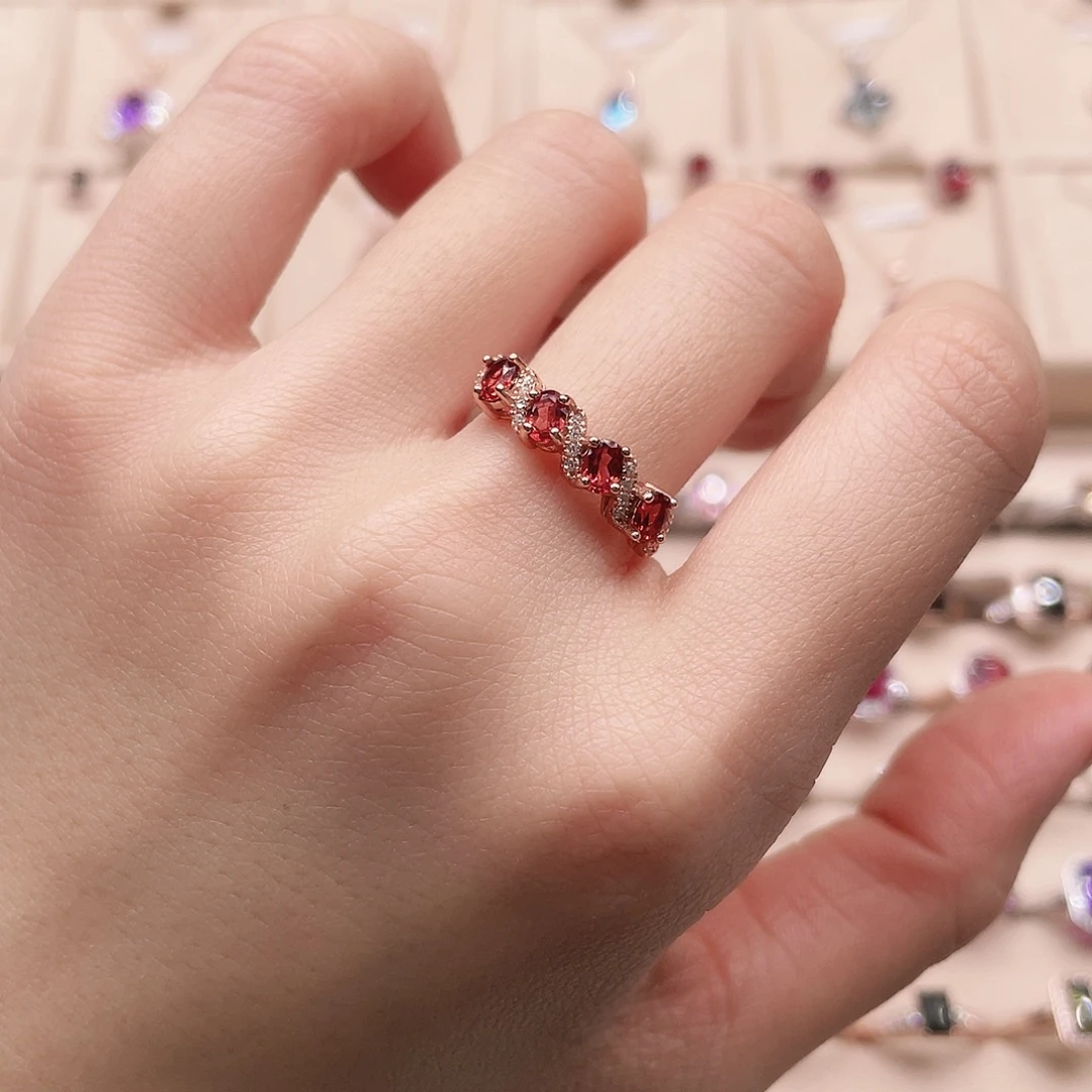 戒指银S925镶嵌石榴石开口