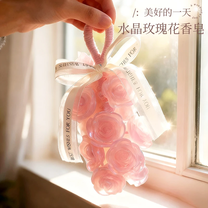 水晶玫瑰花香熏皂创意手工可沐浴洗手可作车载香薰伴手礼香皂挂件