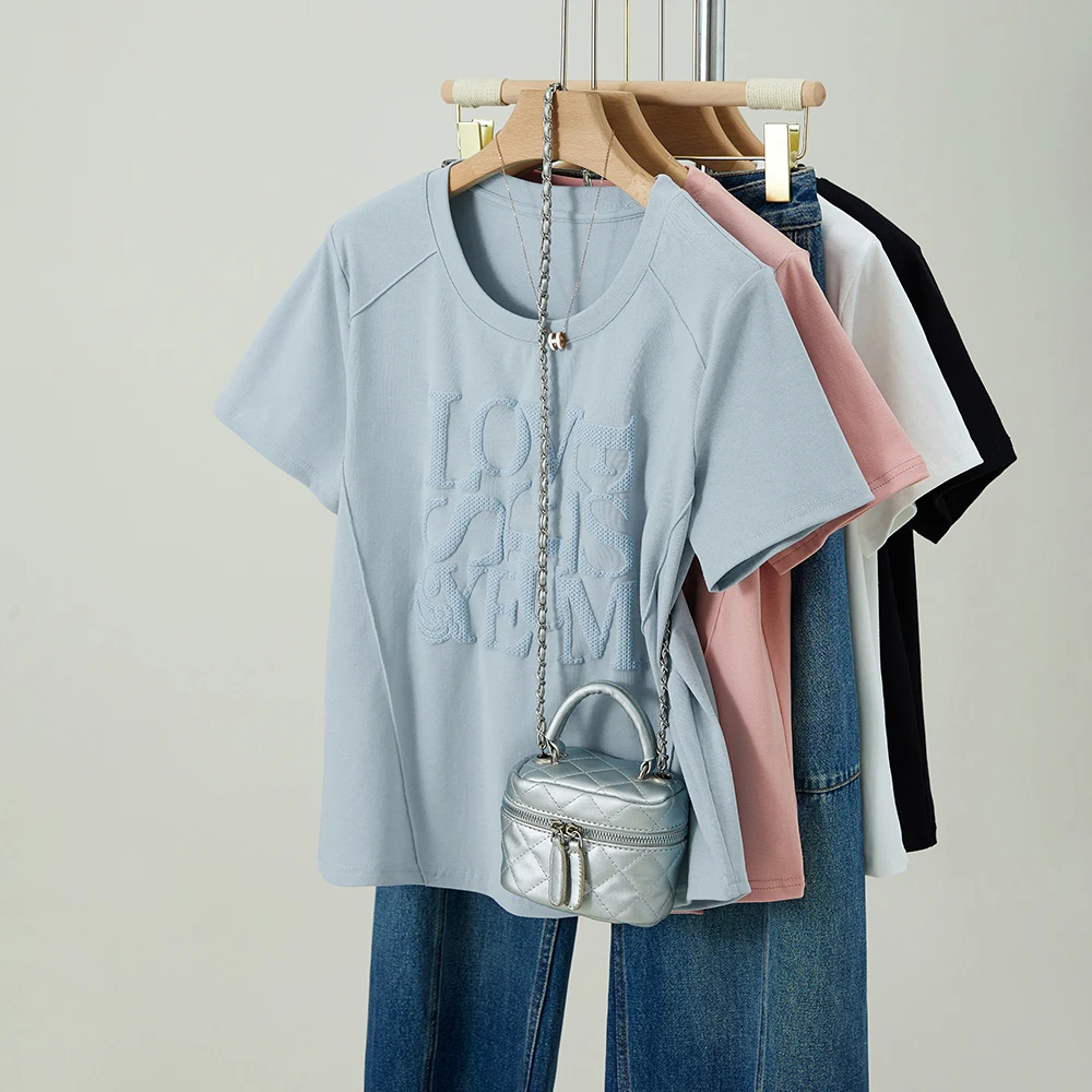 大码女装2025夏季新款胖mm显瘦宽松百搭立体感印花胖妹妹短袖