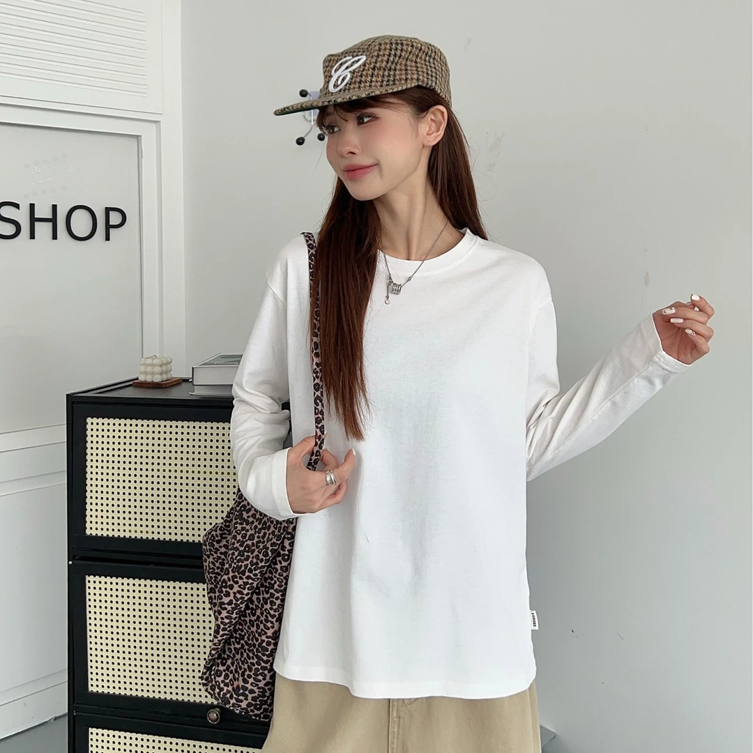 Y288秋季新款韩版时尚百搭休闲女士纯色套头圆领打底卫衣1529