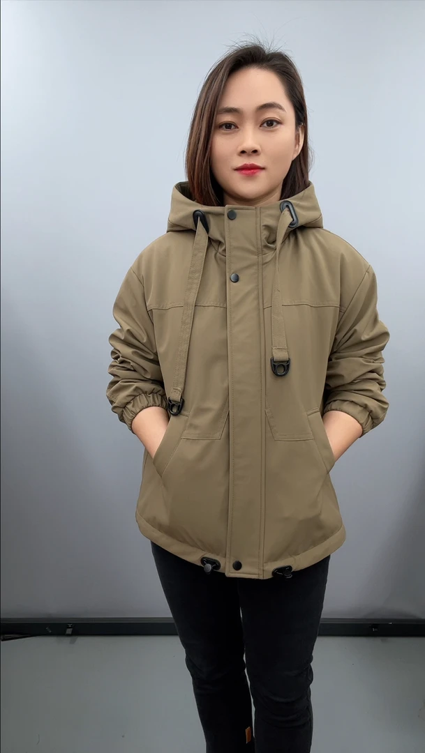 新款秋冬季连帽休闲百搭加绒女款外套