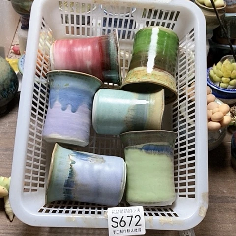 紫砂花盆672微瑕品口径7厘米左右的