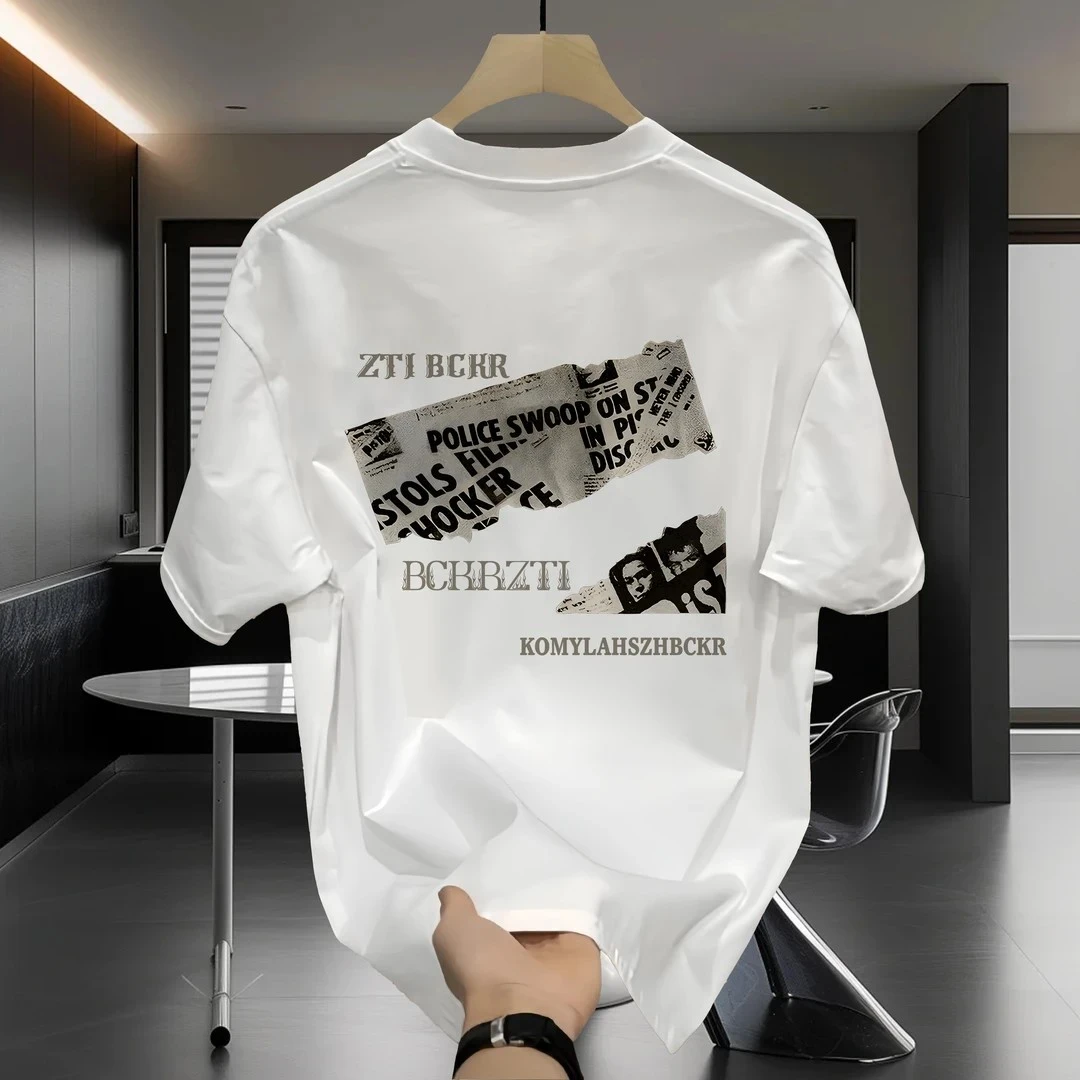 Moleubak 夏季新款短袖印花T恤男士修身半袖百搭圆领休闲潮牌纯棉