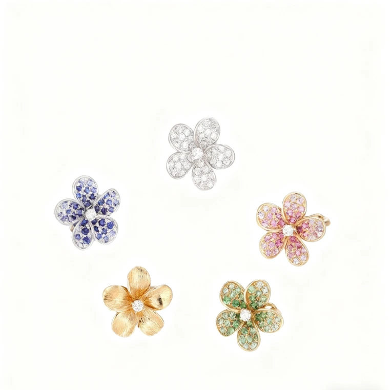 新款diy小米珠隔珠专用扣头配件18K色万用能彩宝色小花吊坠扣头款