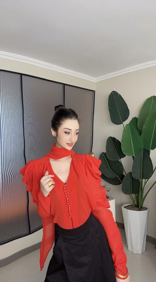 Kopta 欧美设计感领系带上衣高级感衬衫