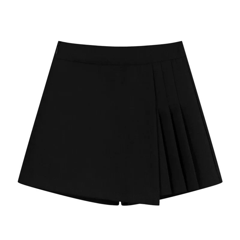 大码高腰显瘦西装半百褶2025早秋新款A字阔腿气质裤裙女