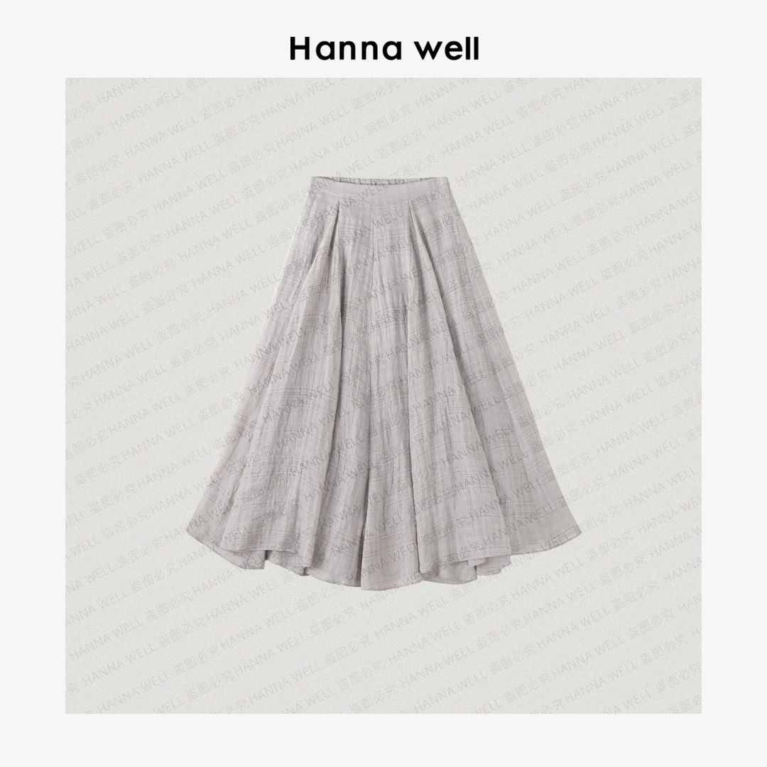 妞姐自制“流浪半裙” 定织水洗软亚麻超重工A字半裙QZ5B06295.