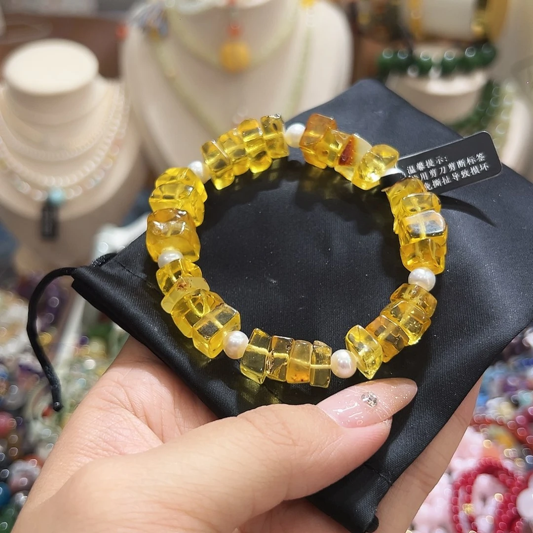 手链琥珀未镶嵌草**绯