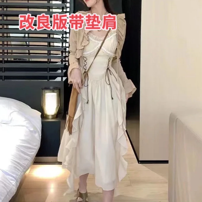 【雯雯子专属】2025春季新款大码女装波西米亚风上衣连衣裙两件套