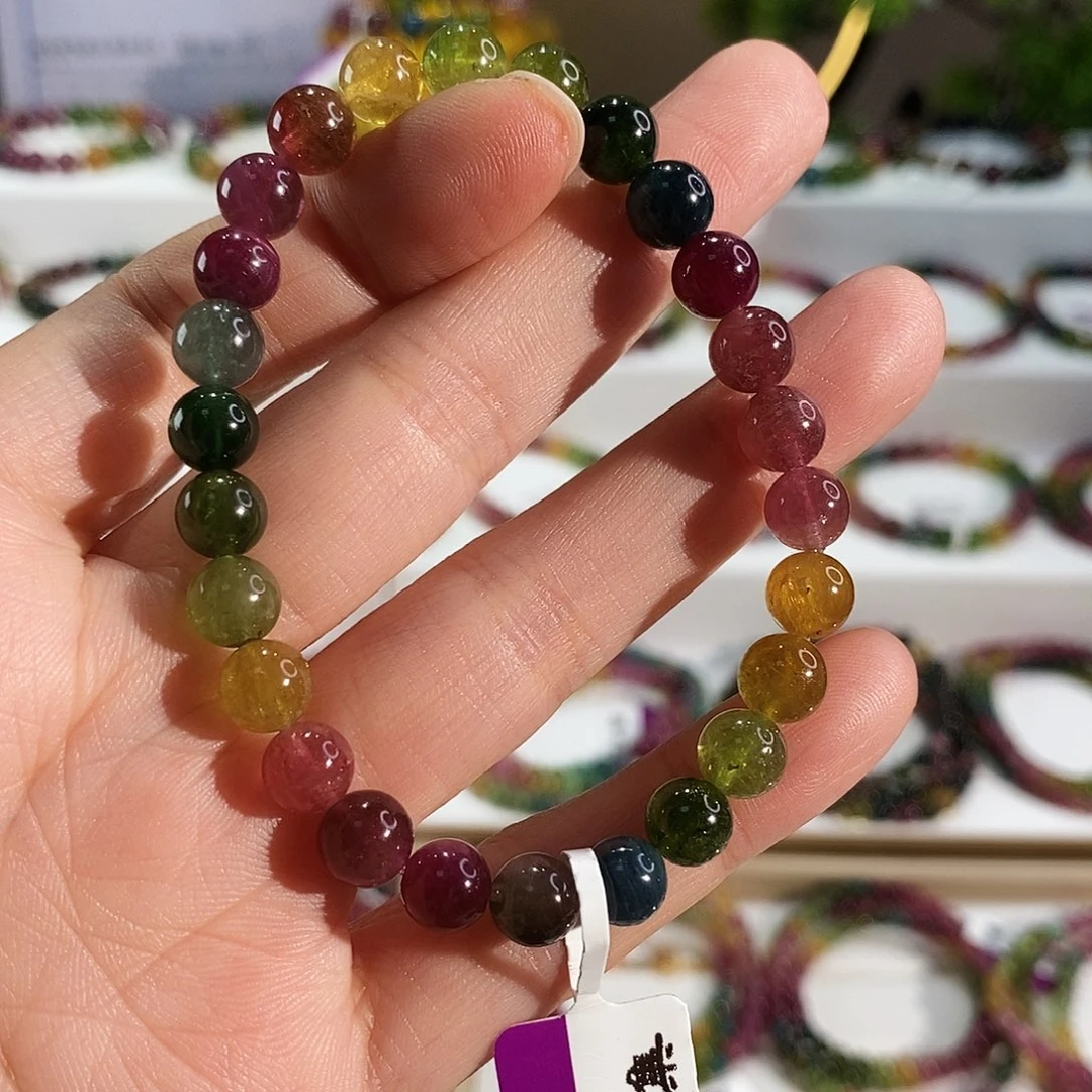 碧玺未镶嵌手链G2315素圈颜色微差