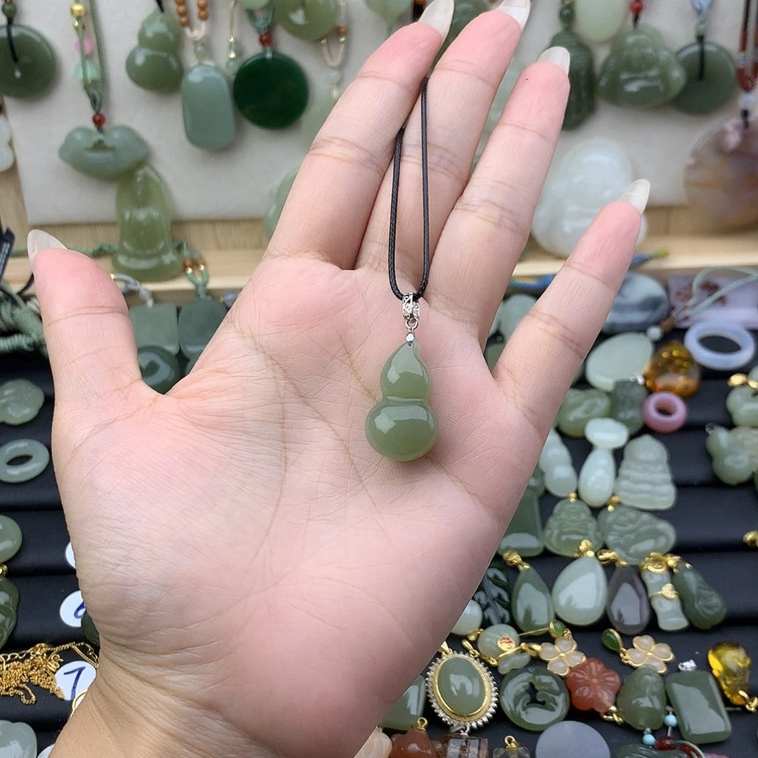 和田玉银S925镶嵌吊坠(不含链)