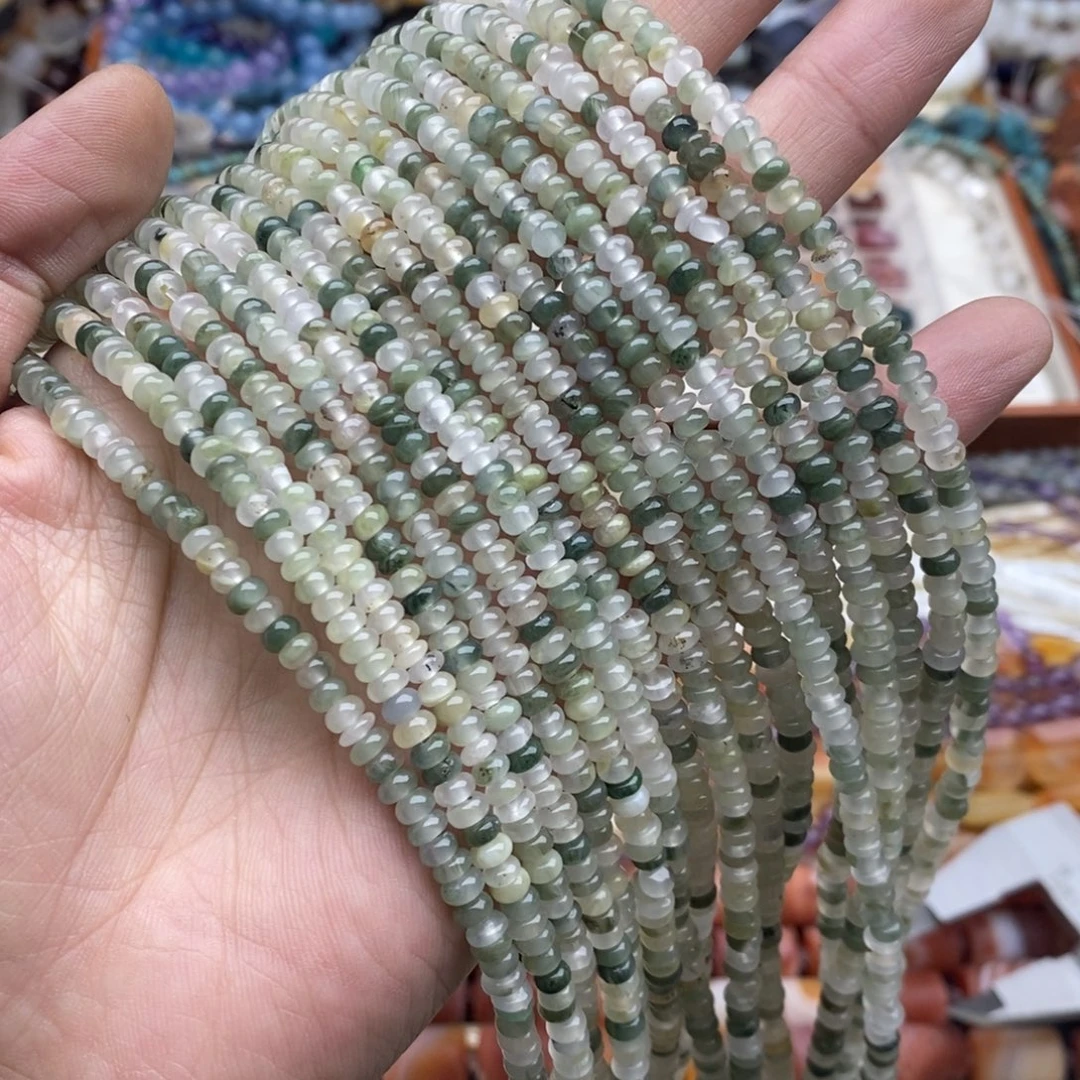 玛瑙/玉髓未镶嵌珠宝半成品一条天然微瑕4mm天山翠隔片