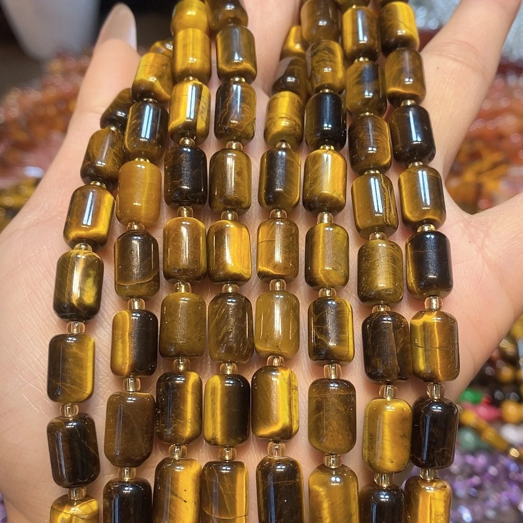 玛瑙/玉髓未镶嵌珠宝半成品8✖️12mm黄虎眼A货一条