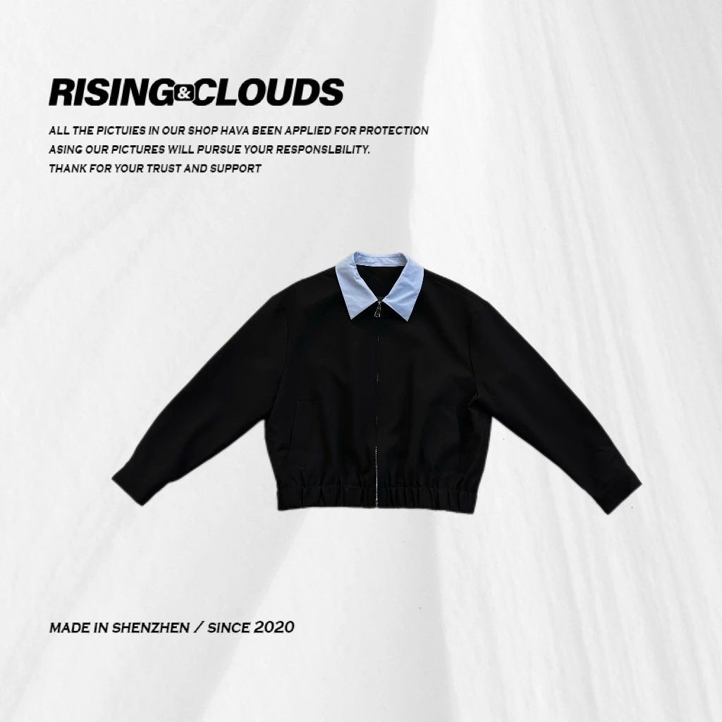 RISING&CLOUDS【小云姐】夏季舒适显瘦撞色领夹克外套050151
