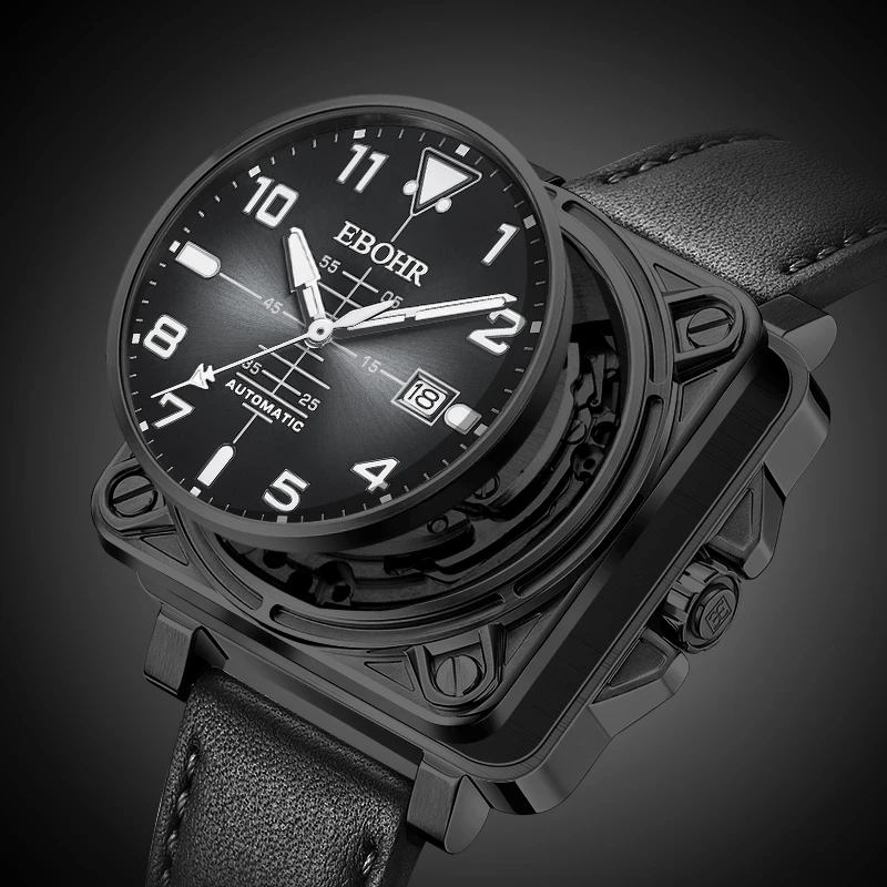 EBOHR/依波【飞行员军表手表】飞驰系列方形小众强夜光机械男表5162