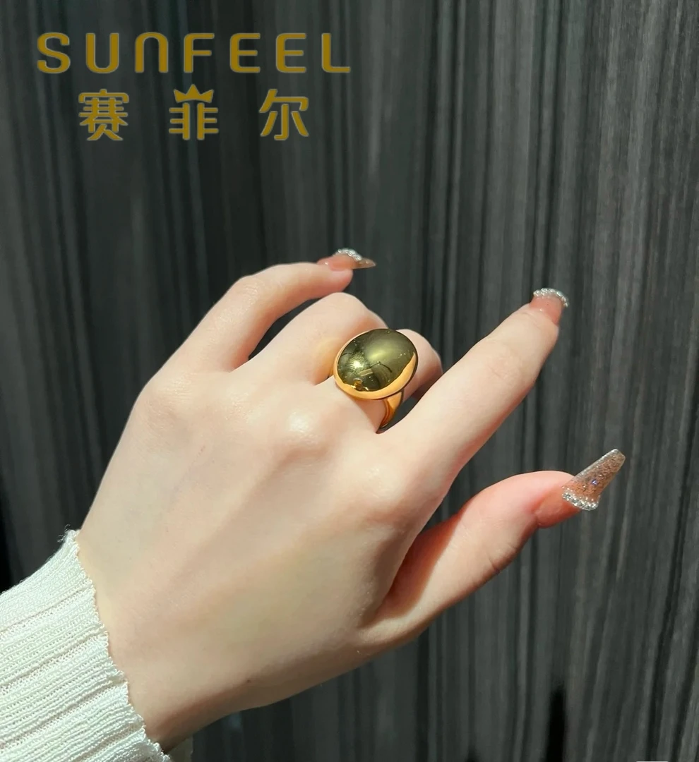 SUNFEEL【赛菲尔3D精品】足金999鸽子蛋黄金戒指