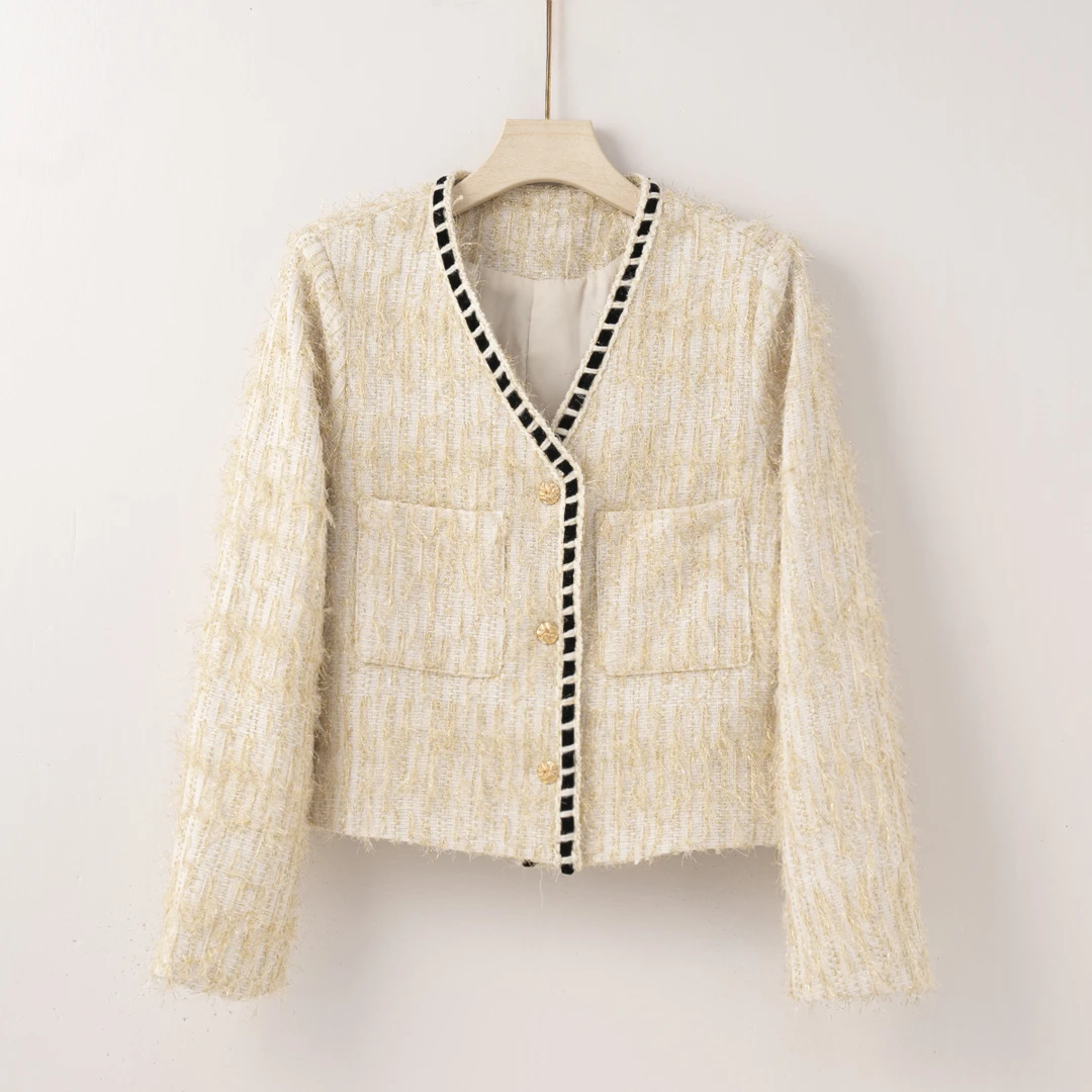 【特价-占单者限购】Q2400 小香风毛毛拼接设计气质款外套