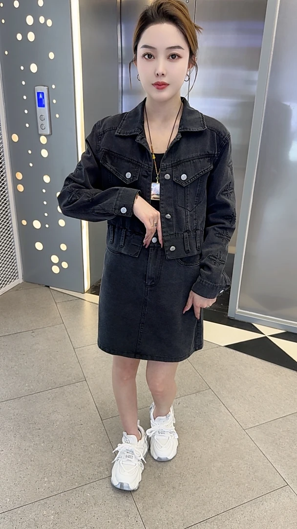 YX牛仔外套+半身裙两件套套裙