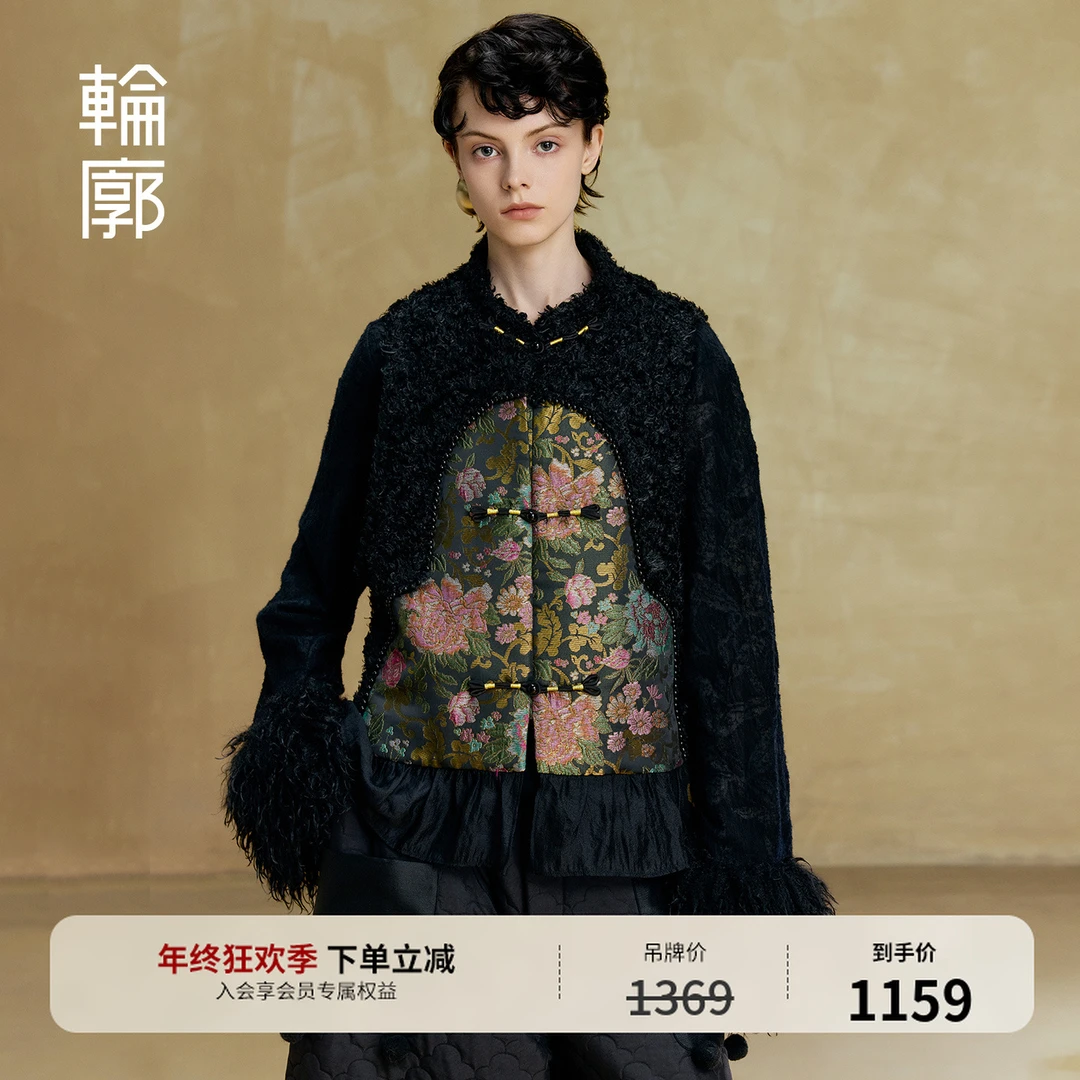 轮廓千颂中式复古马甲国风时髦气质上衣民族风提花马夹L253Y012