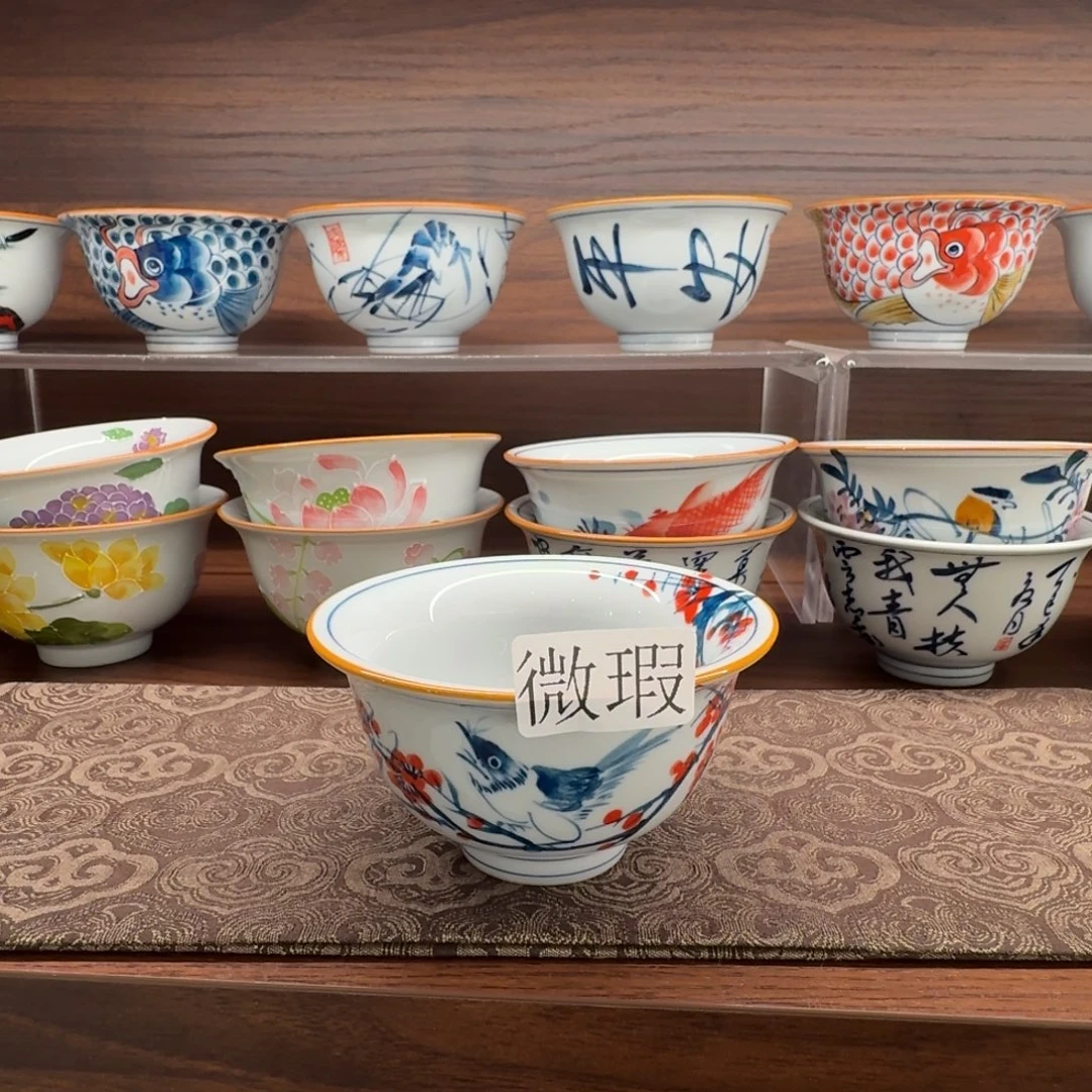 釉下手绘茶具微瑕