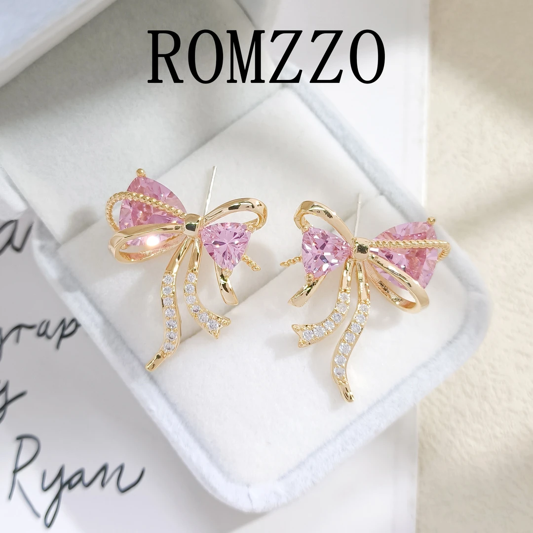 铜合金合成锆石耳饰 WYSX-002194【粉韵蝶舞】耳环气质百搭时尚