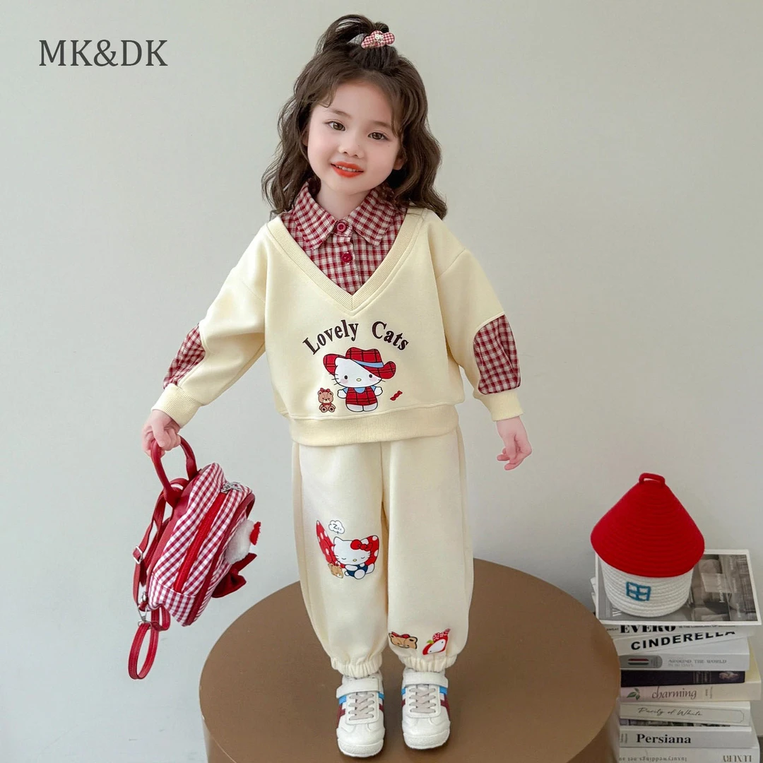MK&DK3岁女童秋装新款独特洋气时髦女童装秋季宝宝衣服假两件卫衣