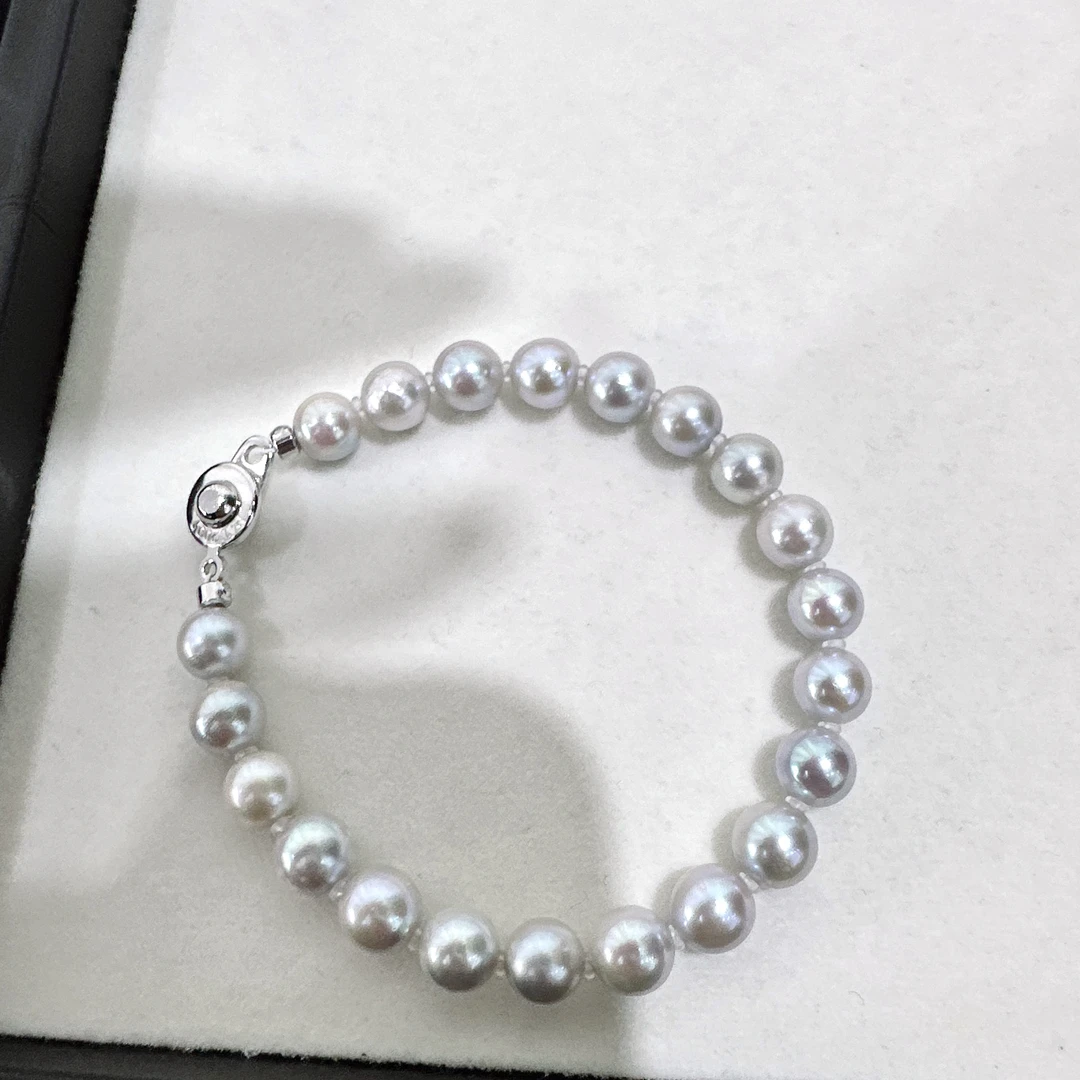 天然珍珠 海水真多麻满珠手链 7-8MM R118